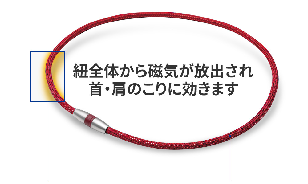 紐全体から磁気が放出され首・肩のこりに効きます