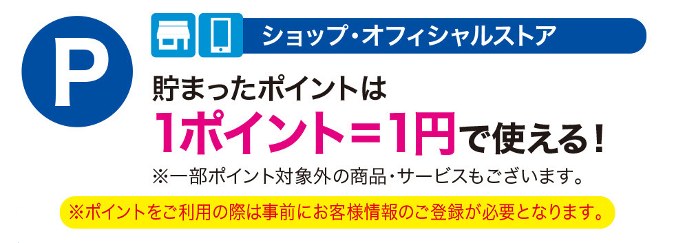 貯まったポイントは1ポイント=1円で使える！