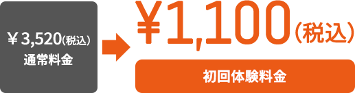 通常料金\3,200（（税込））→初回体験料金\1,000（（税込））